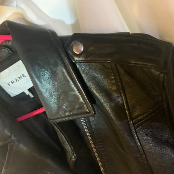 FRAME Crop Moto Leather Jacket L - Picture 7 of 11